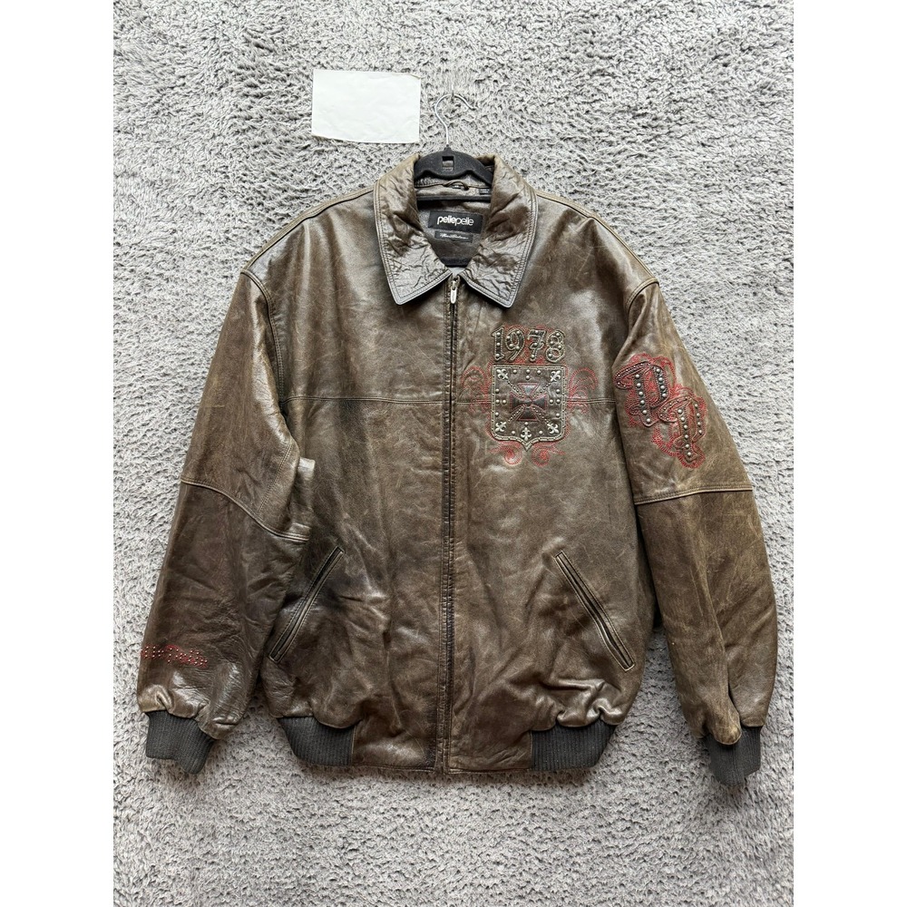 Vintage Pelle Pelle 1978 Legends Forever Studded Leather Jacket Brown Size 48